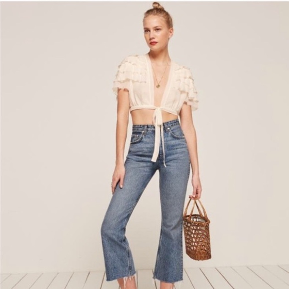 Reformation Rosedale Ruffle Top in Ivory Size Medium - Picture 4 of 7